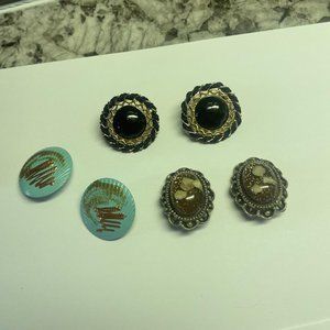 Lot Of 3 Vintage - Modern Costume Earrings Clip On Clip-on Variety